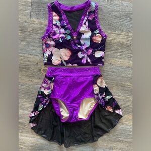 Reverence PXS Lolita Top Brief w/ Skirt Purple Floral Rhinestones 7121 Costume